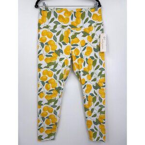 Nanette Lepore Active Legging Ankle Pant Lemon Print Size XL NEW